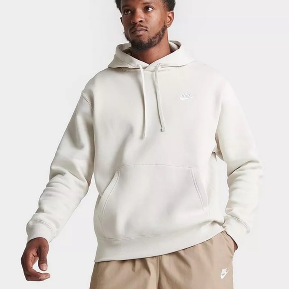 NIKE MENS SPORTSWEAR CLUB FLEECE PULLOVER HOODIE IN LIGHT BONE SIZE LARGE TALL